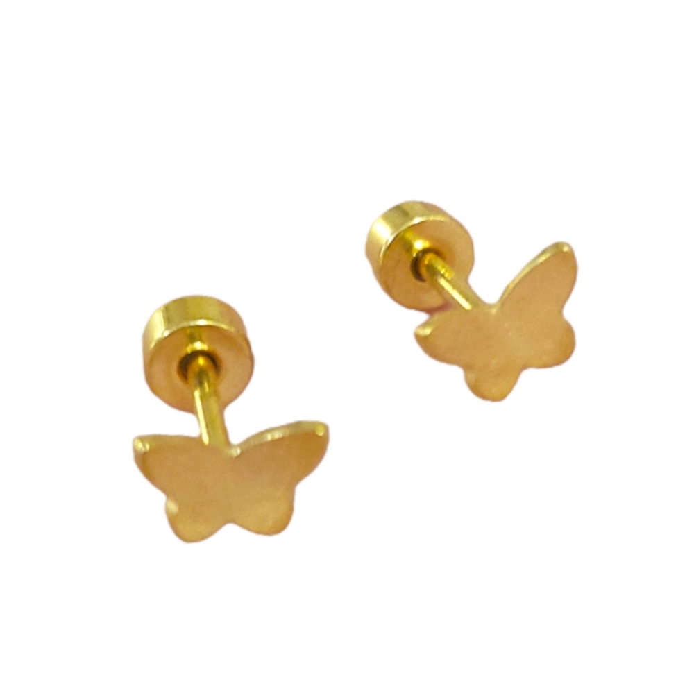 New Flatback Earrings Stainless Steel Butterfly Studs Gold Studs